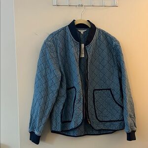 Johnnie O. Vivian Denim Quilted Bomber Jacket NWT